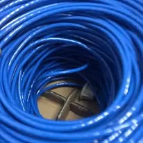 A coil of blue network cable for a school's cabling